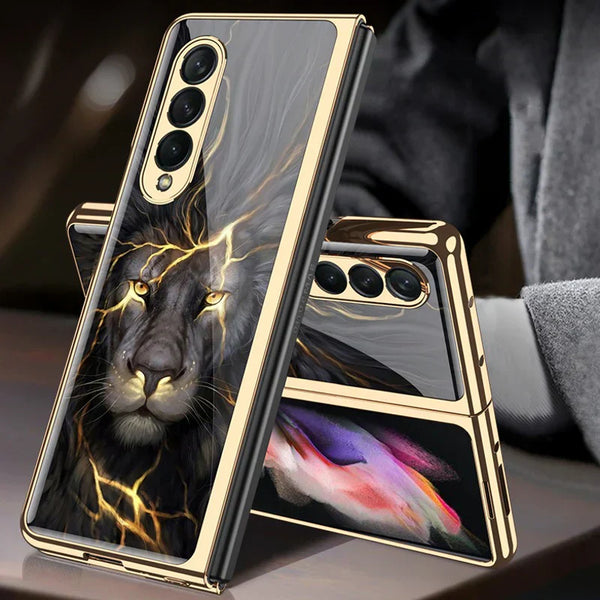 Galaxy Z Fold4 Lion Pattern Glass Case