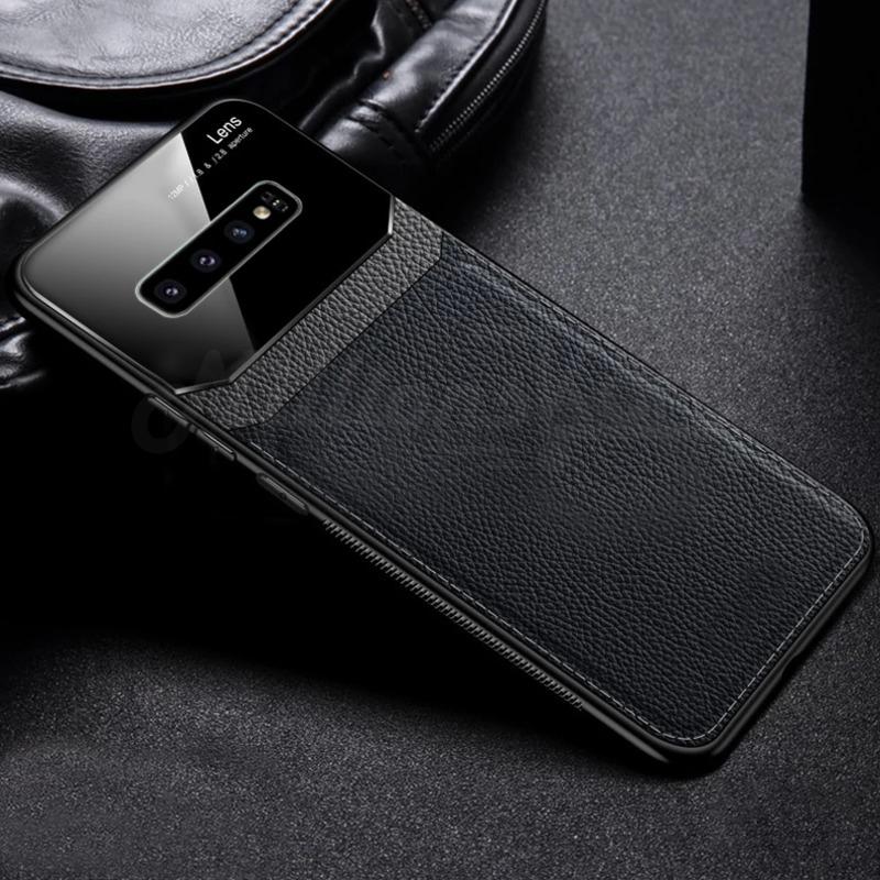 Galaxy S10 Sleek Slim Leather Glass Case