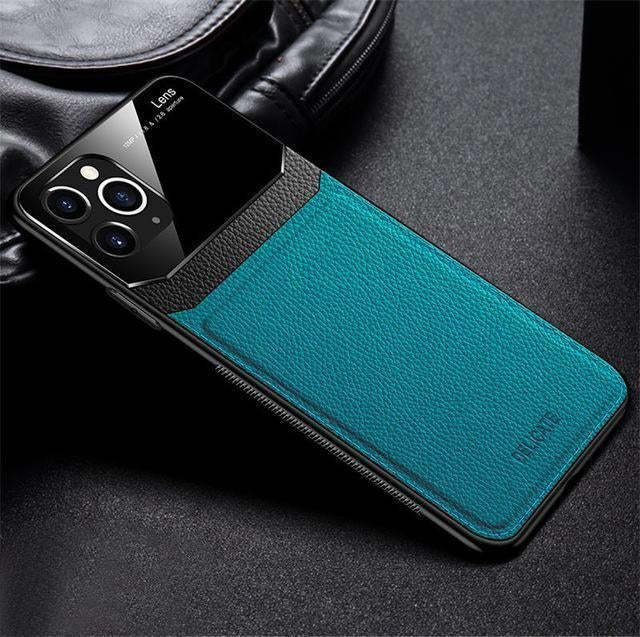 iPhone 11 Series Sleek Slim Leather Glass Case