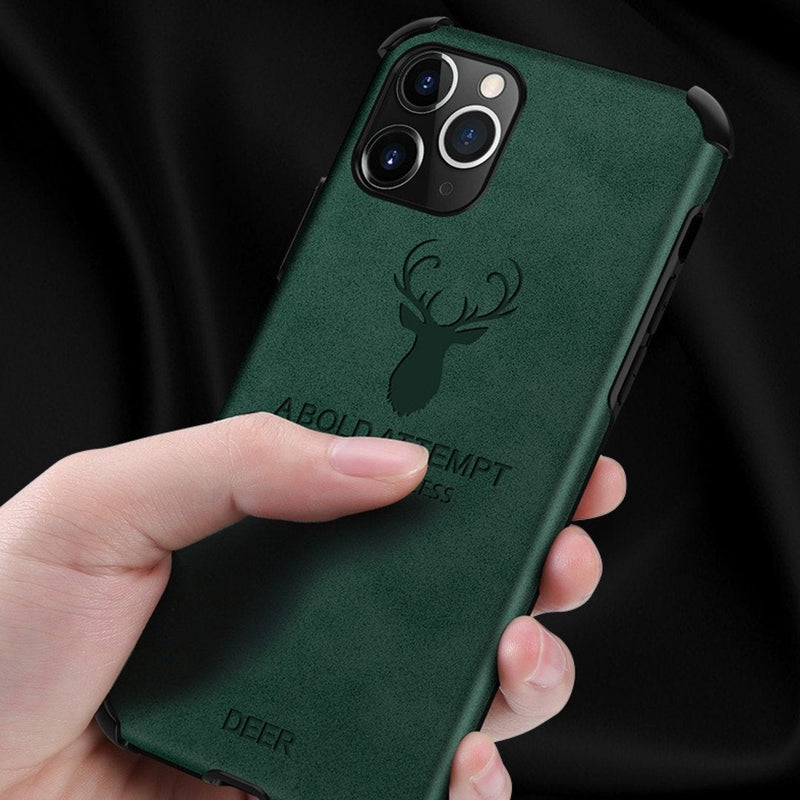 iPhone 11 Series Shockproof Deer Leather Texture Case