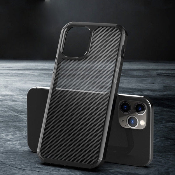 iPhone 12 Opaque Matte Carbon Fiber TPU Armor Case