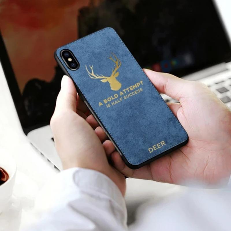 iPhone XR Luxury Gold Textured Deer Pattern Soft Case