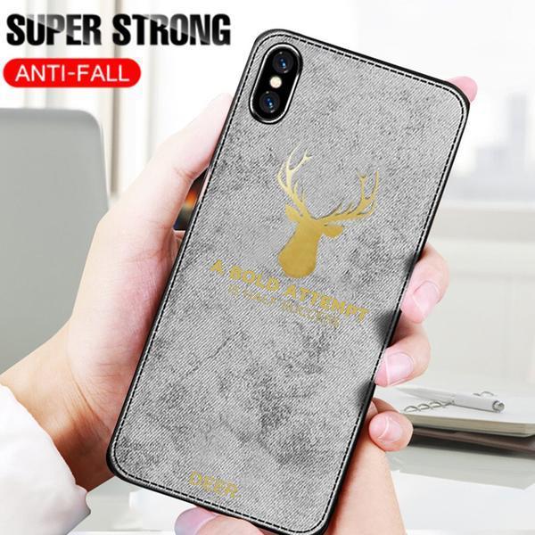 iPhone X Luxury Gold Textured Deer Pattern Soft Case