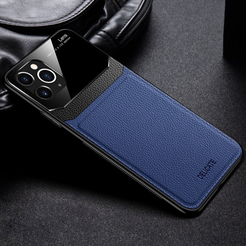 iPhone 11 Series Sleek Slim Leather Glass Case