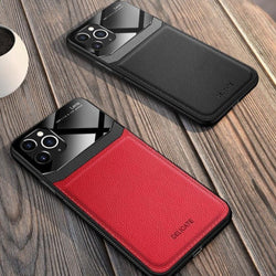 iPhone 11 Series Sleek Slim Leather Glass Case