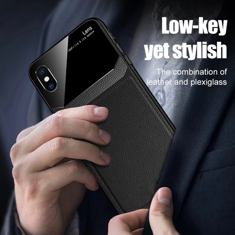 iPhone X Sleek Slim Leather Glass Case