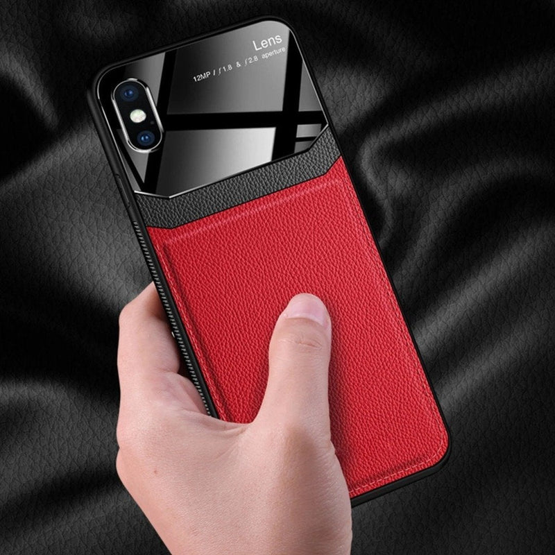 iPhone X Sleek Slim Leather Glass Case