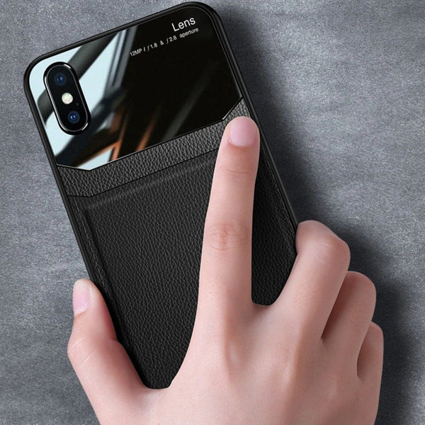 iPhone X Sleek Slim Leather Glass Case