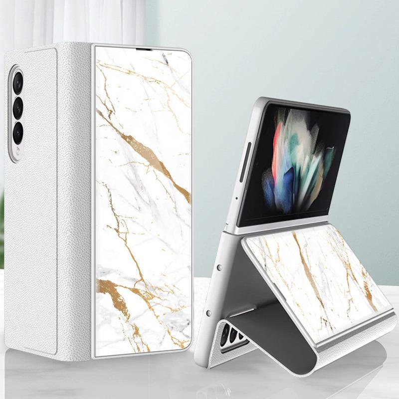 Galaxy Z Fold3 Marble Texture Glass Case