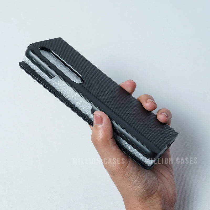 Galaxy Z Fold4 Carbon Fiber Leather Case