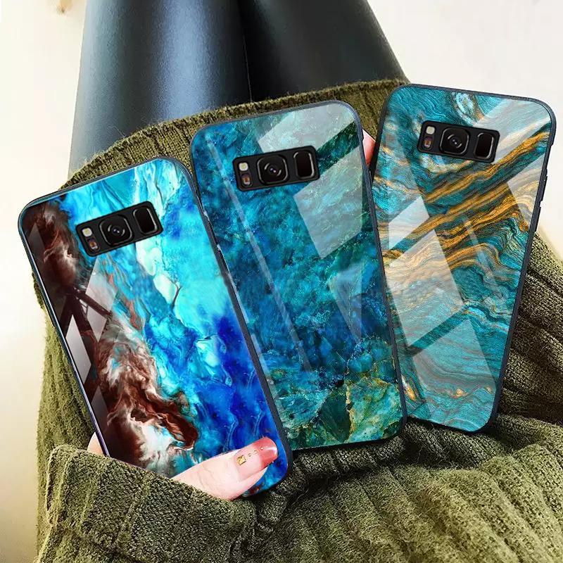 Galaxy S8 Soothing Sea Pattern Marble Glass Back Case