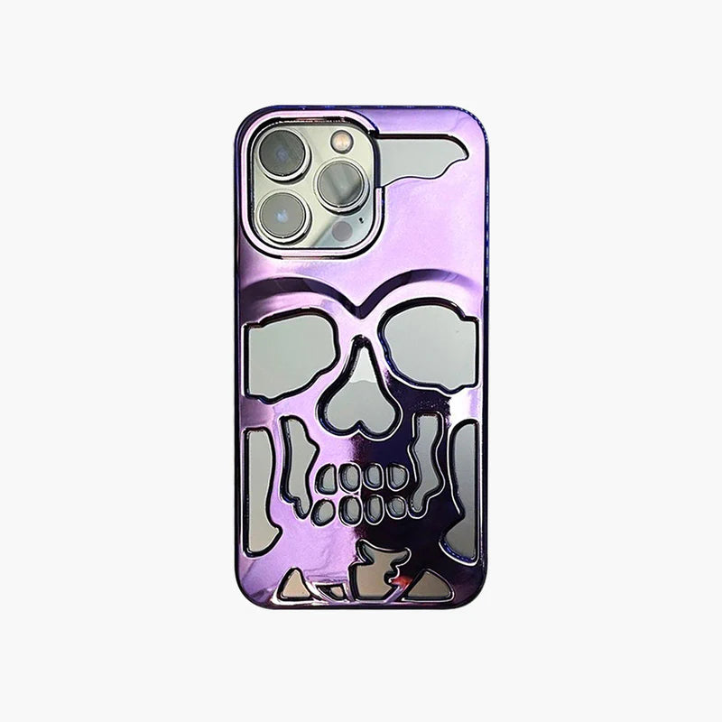 Reflective Phone Case | Metal Skeleton Skull Purple