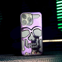 Reflective Phone Case | Metal Skeleton Skull Purple